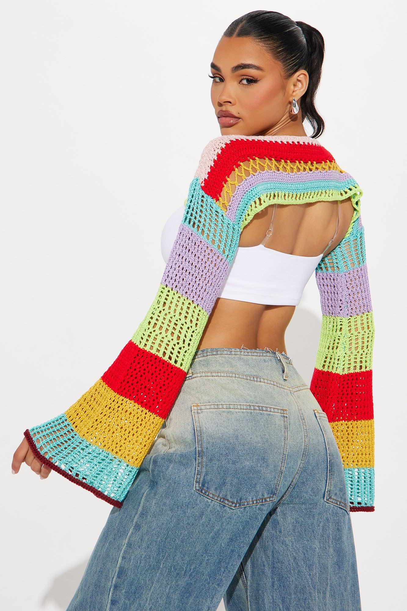 Taste The Rainbow Crochet Bolero - Multi Color Product Image