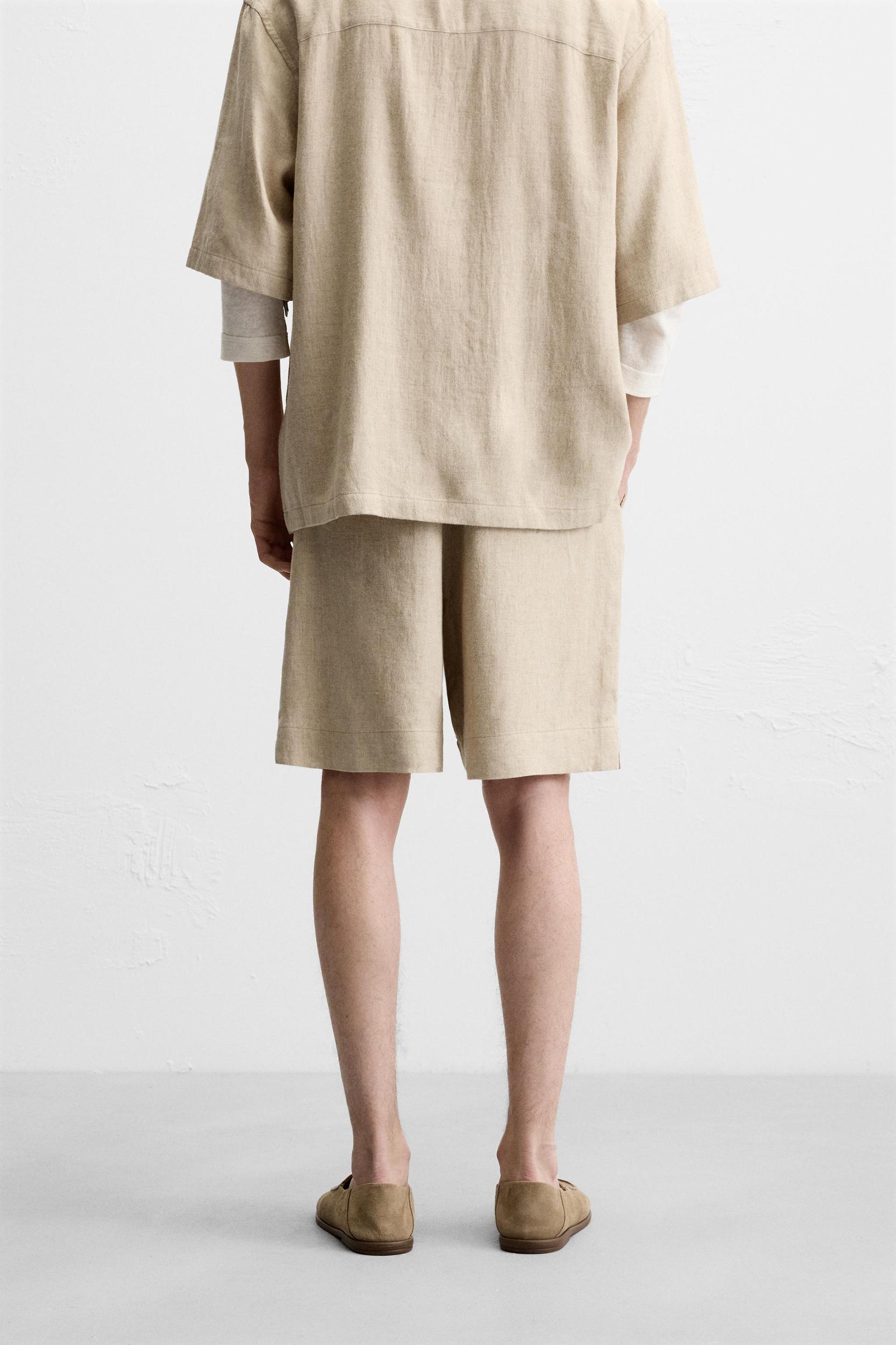 OVERSIZED LINEN VISCOSE SHORTS Product Image