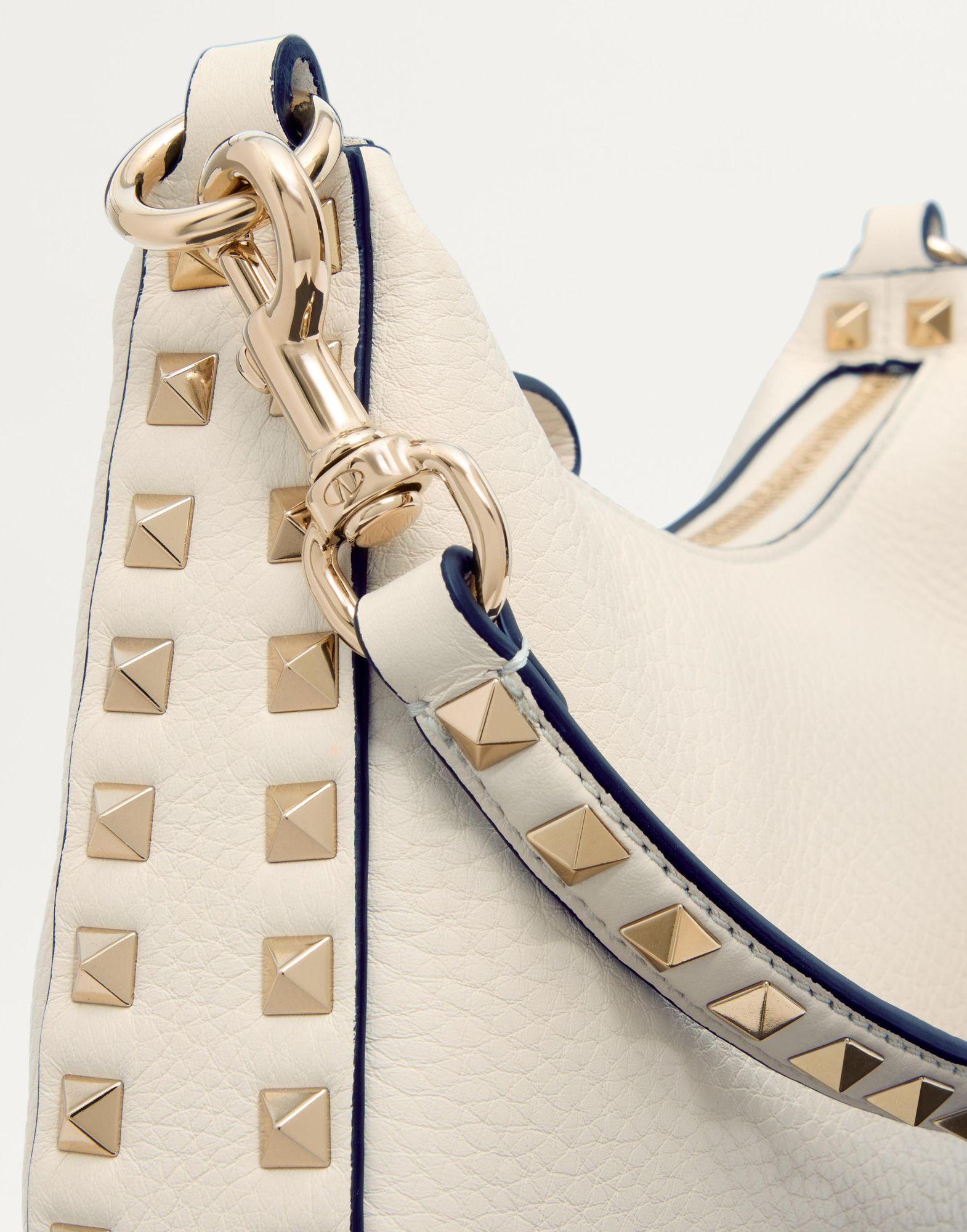 Small Rockstud Hobo Bag In Grainy Calfskin Product Image
