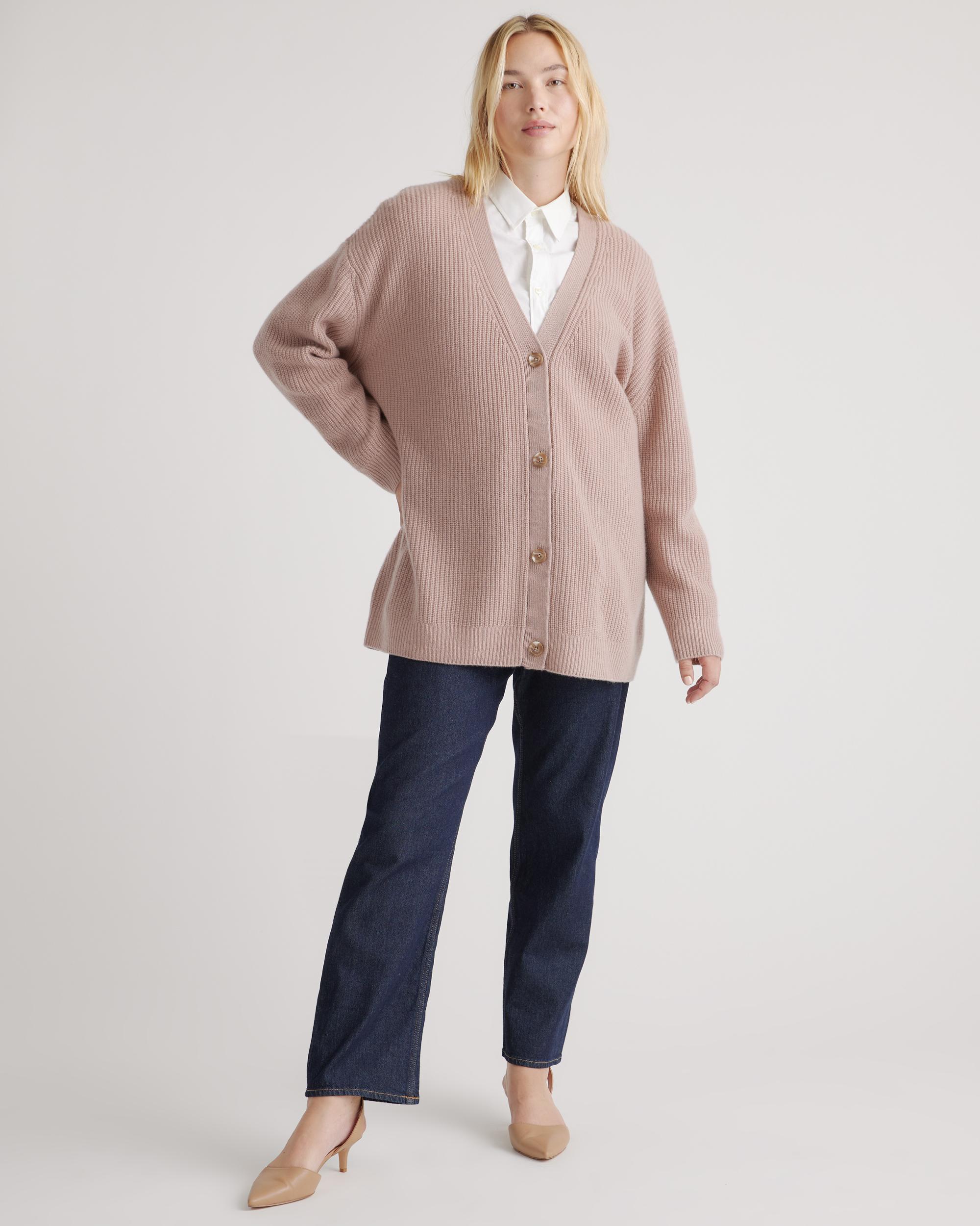 Quince | Women's Mongolian Spring Cashmere OverSized Boyfriend Cardigan Sweater Size XL Product Image
