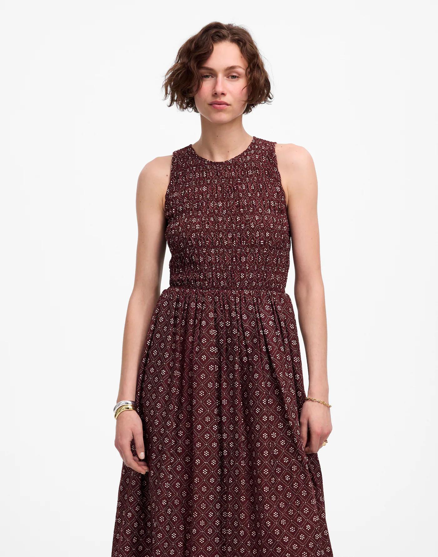 The Melody Smocked Midi Dress in Daisy Print Product Image