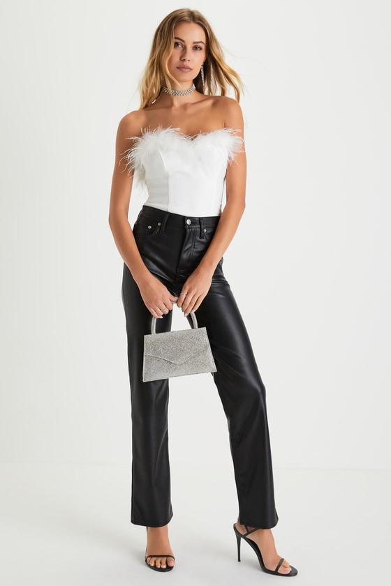 Flair for the Fabulous White Feather Cropped Tube Top Product Image