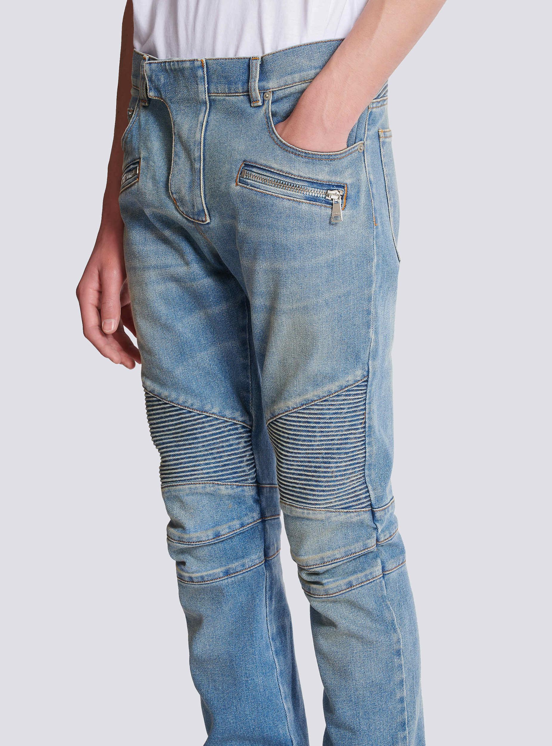 Slim-fit biker trousers in denim Product Image