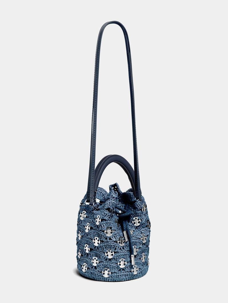 DENIM BLUE RAFFIA BUCKET BAG Product Image