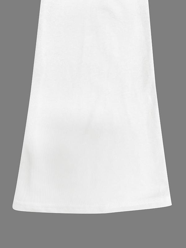 Flared Sleeves Long Sleeves Flower Print Round-neck T-Shirts Tops Product Image