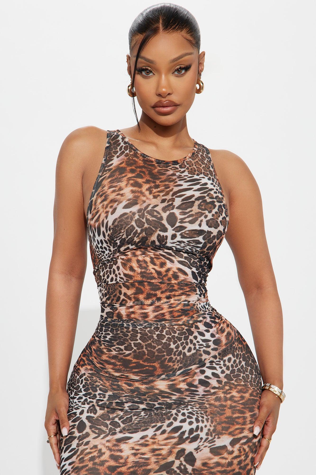 Lindsey Leopard Mesh Maxi Dress - Leopard Female Product Image