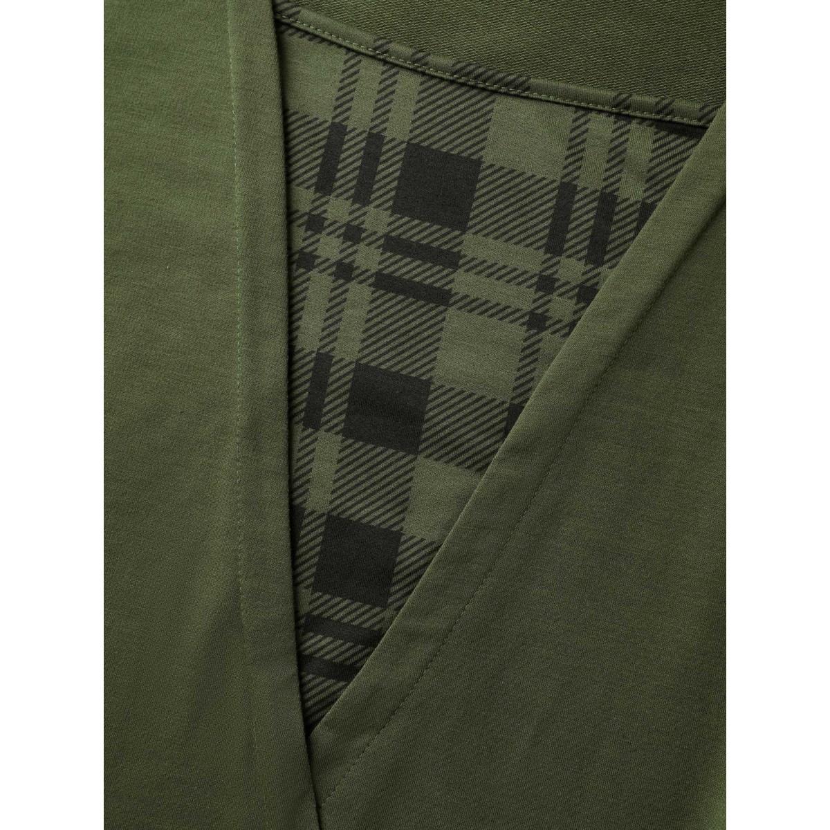 Plus Size Plaid Spliced Wrap Contrast Sweatshirt Women Deeppurple Leisure Square Neck Casual Sweatshirts BloomChic 18-20/2X Product Image