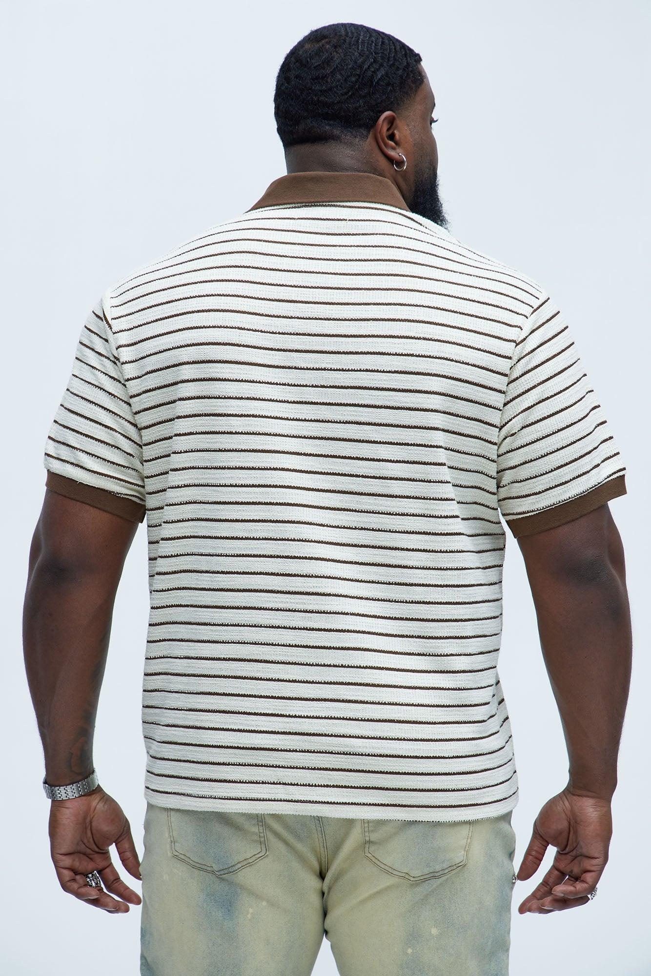 Terry Striped Polo Shirt - Cream/combo Product Image