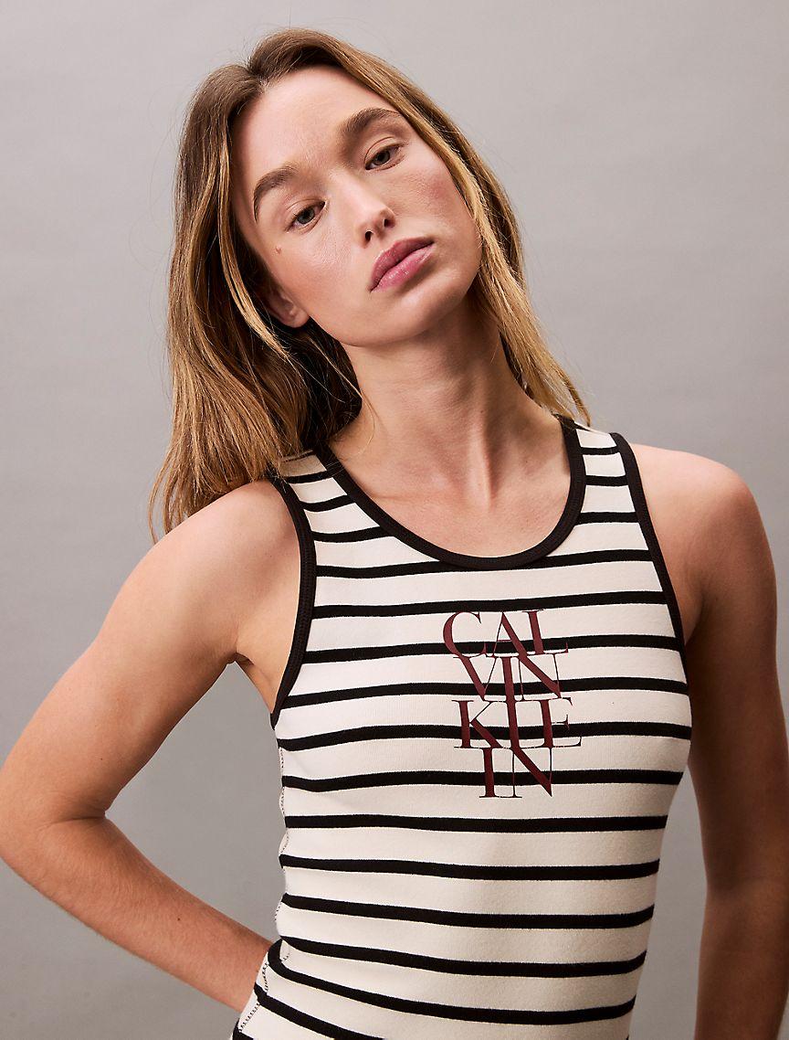 Cotton Rib Logo Graphic Tank Dress  Product Image