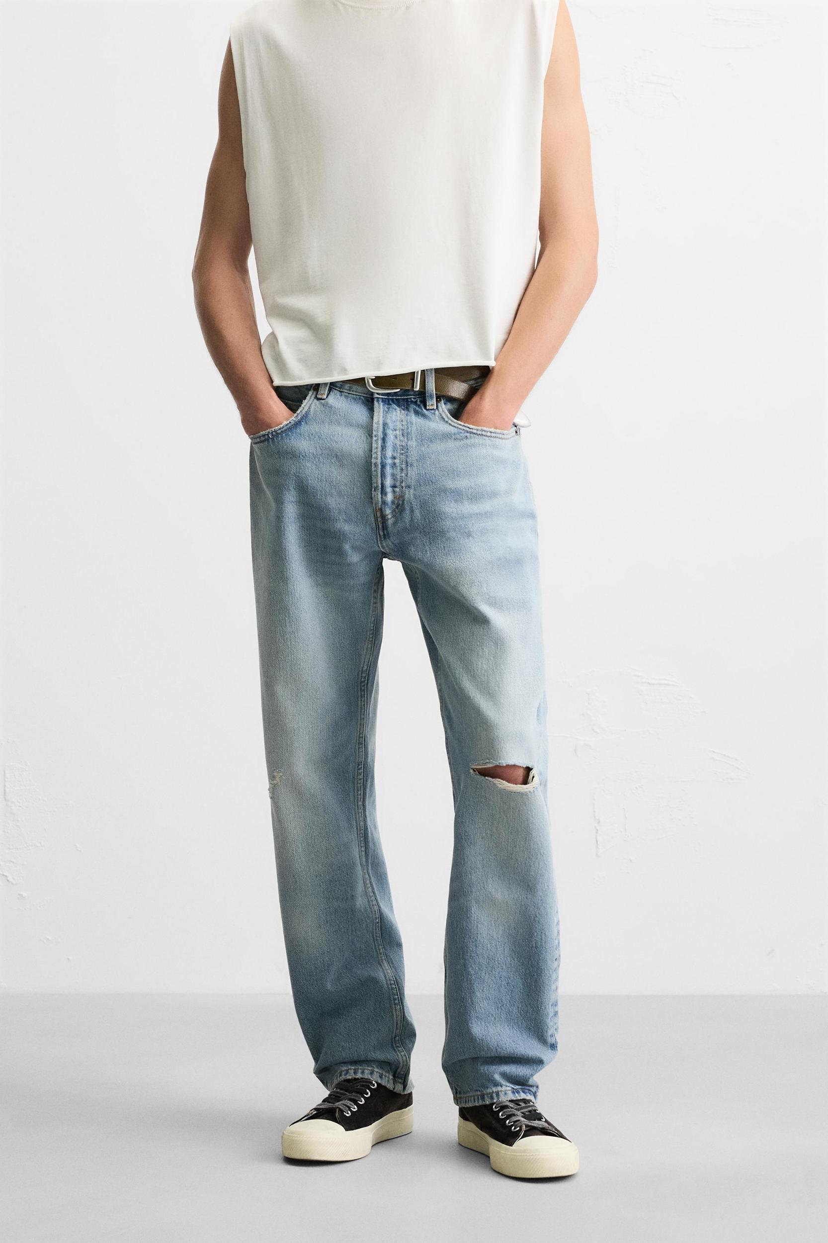 RIPPED REGULAR STRAIGHT FIT JEANS Product Image