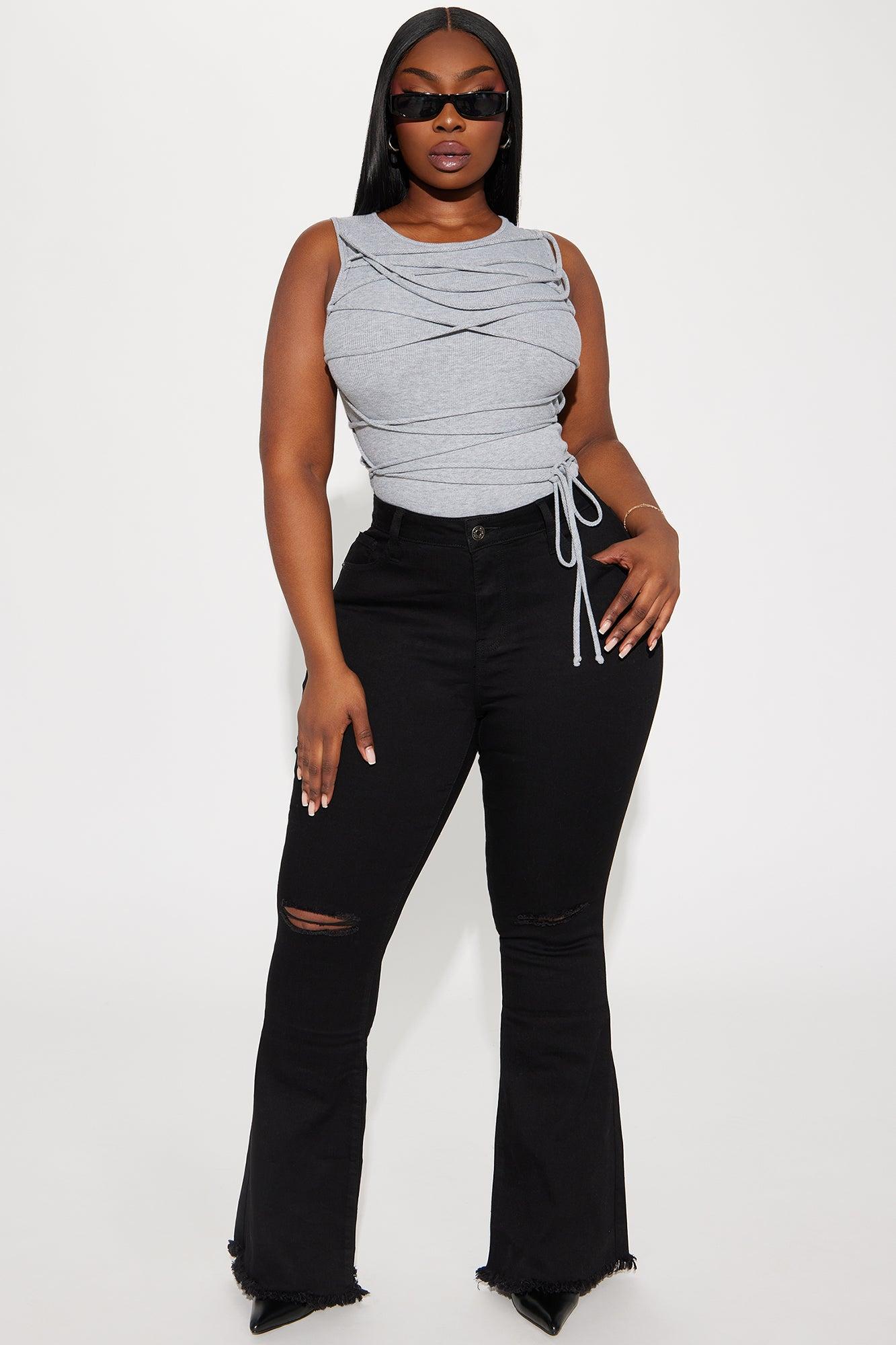 Anitta Lace Up bodysuit - Heather Grey Product Image