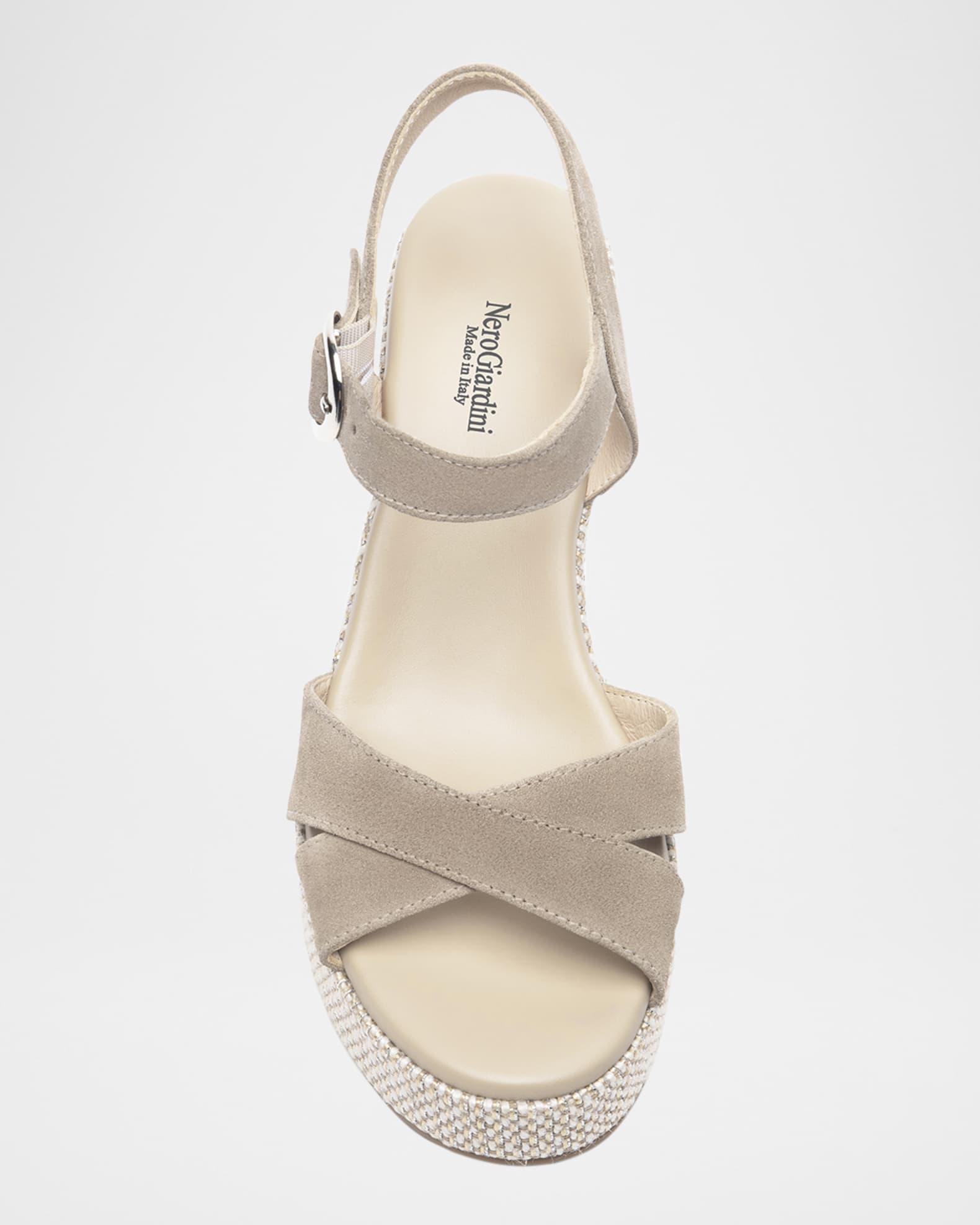 Suede Criss-Cross Strap Woven Platform Sandals Product Image