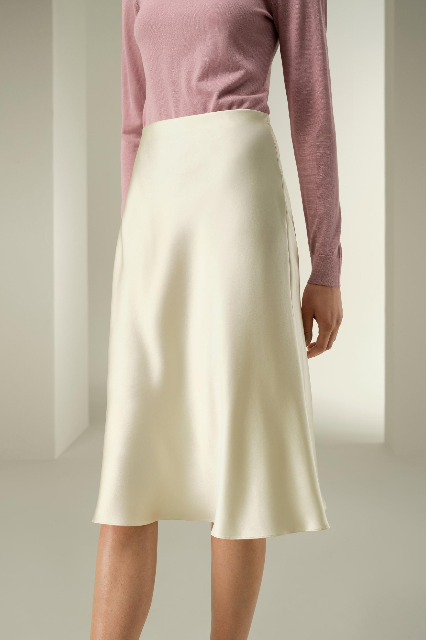 LILYSILK x Elizabeth Ladies Silk Skirt White - Womens - 100% OEKO Silk - Stylish Minimalist Design Bottoms 16 Product Image