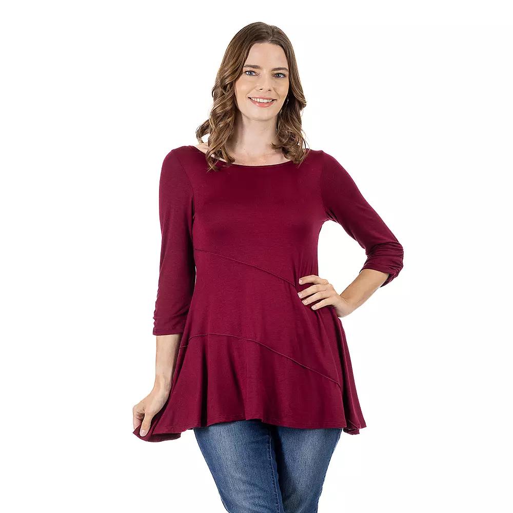 Women's 24Seven Comfort Apparel Ruched Swing Tunic Top,  Product Image