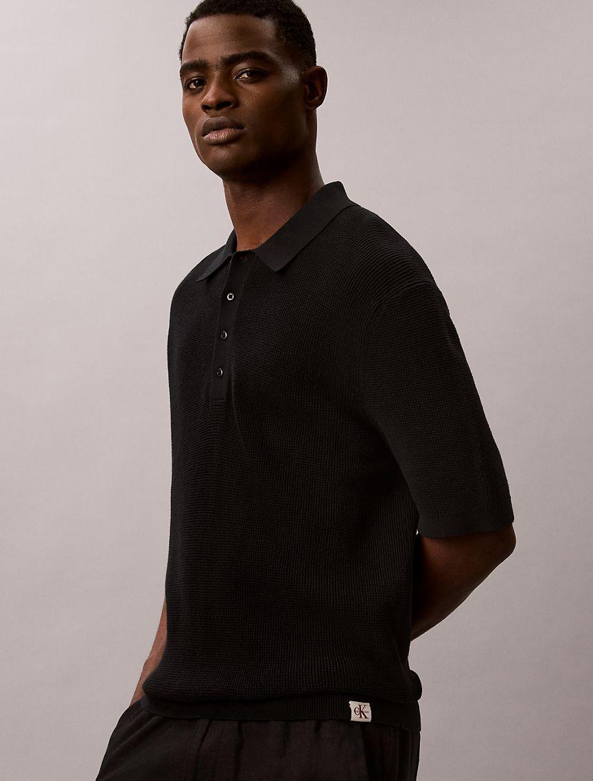 Waffle Cotton Polo Sweater Product Image