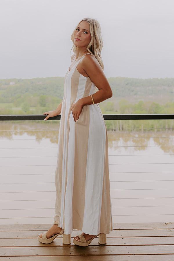 Stripe A Pose Linen-Blend Jumpsuit in Iced Latte Product Image