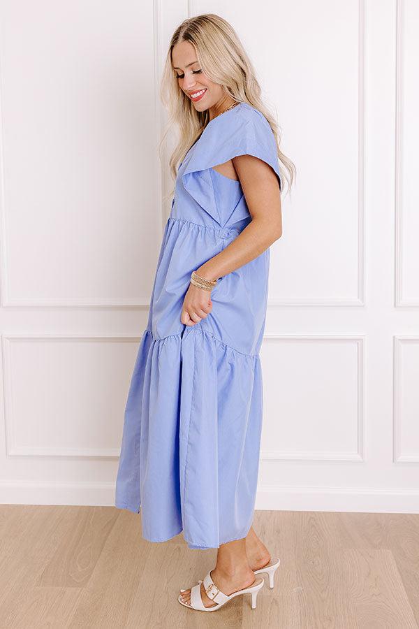 Subtle Charm Button Down Midi Dress in Light Periwinkle Product Image