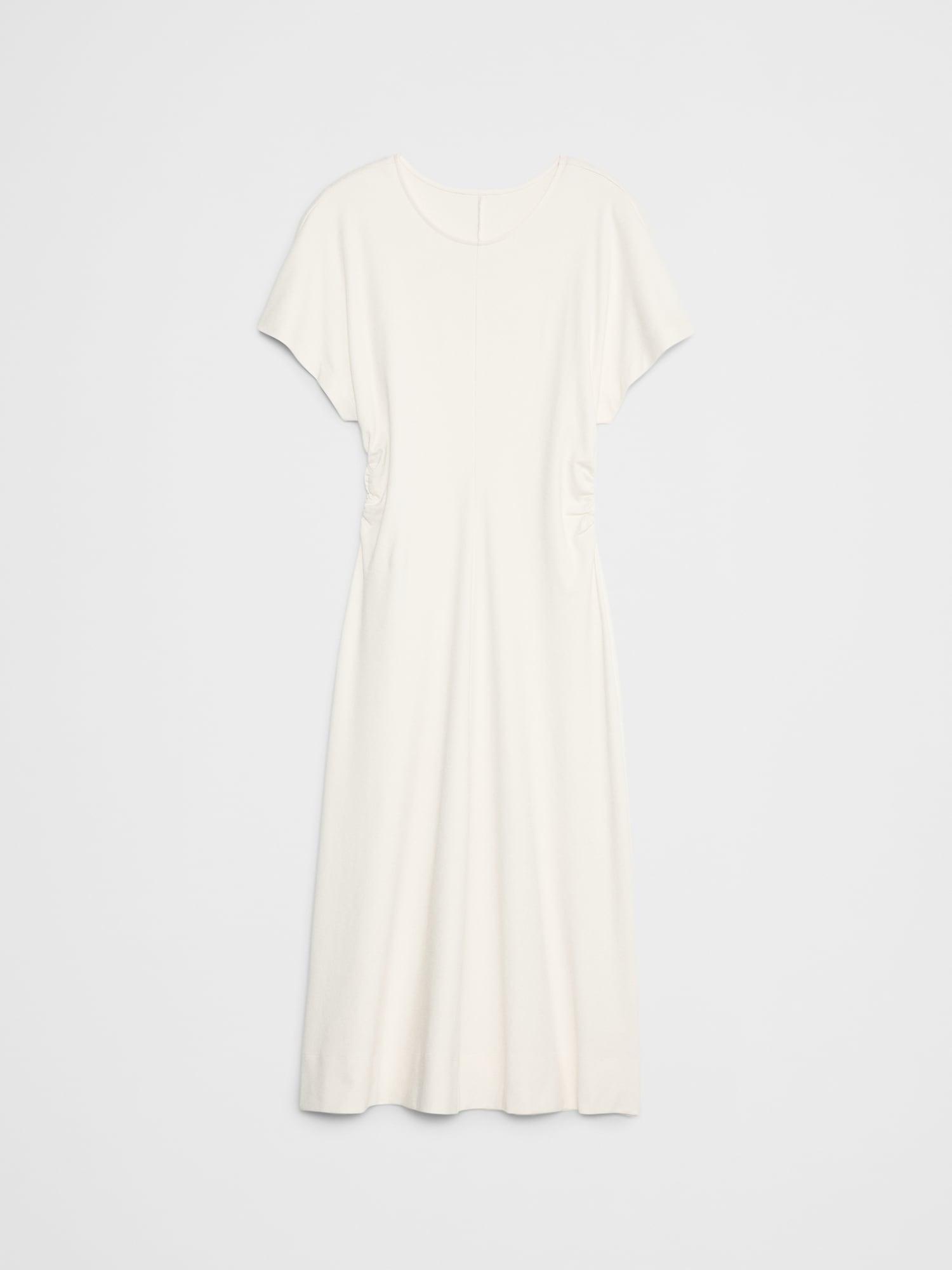 Side Shirred Knit Midi Dress Product Image