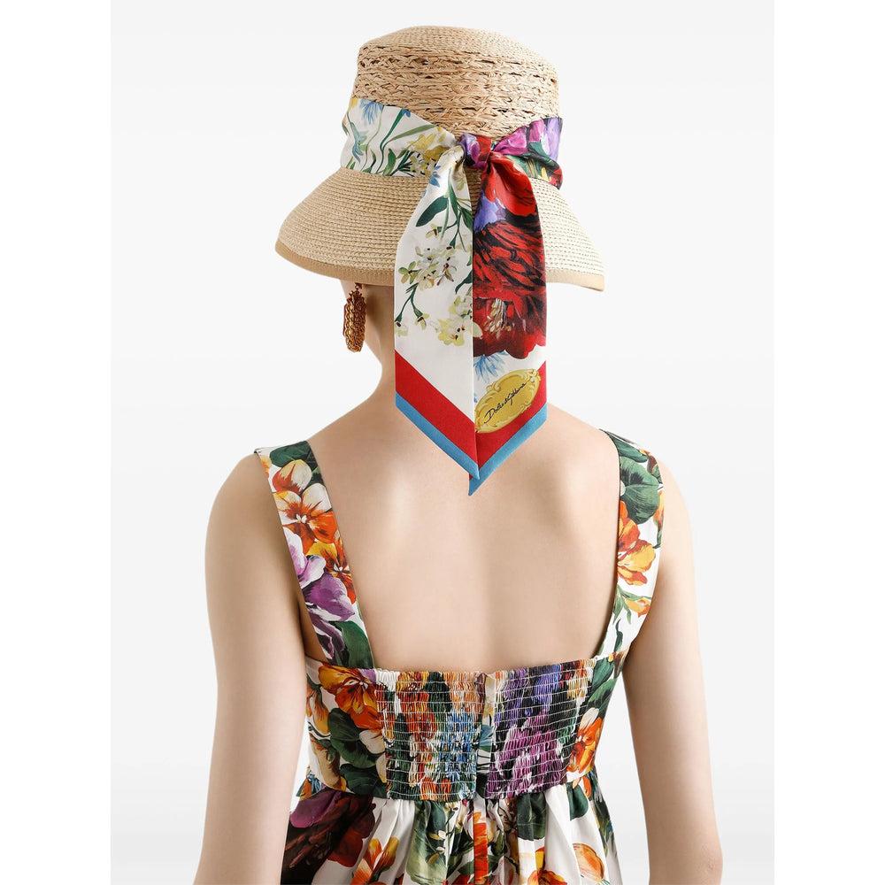 DOLCE & GABBANA Multicolor Sleeveless Dress With Bustier Style Neckline And All-over Floral Print In Cotton Woman Product Image