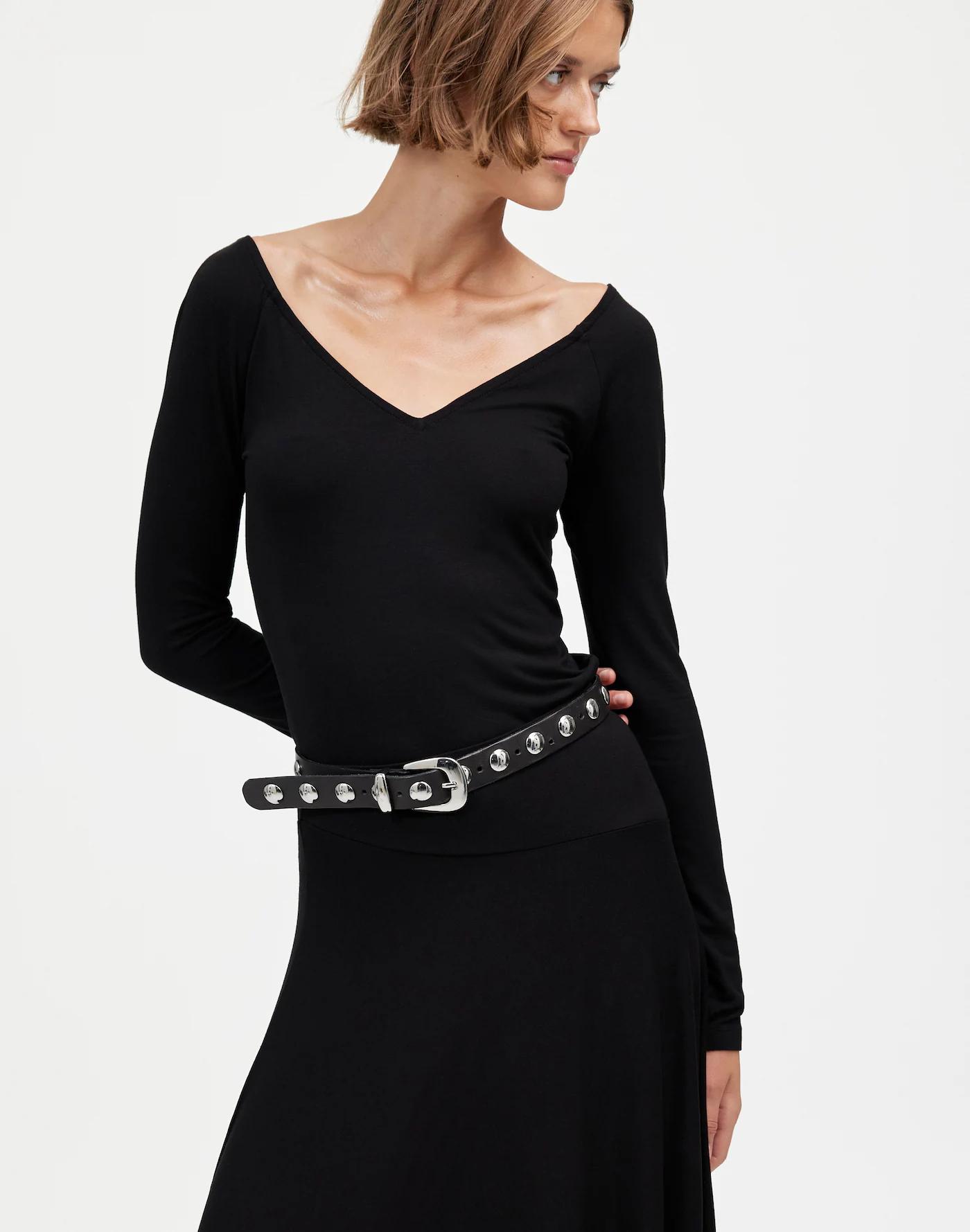 Jersey V-Neck Long-Sleeve Top Product Image