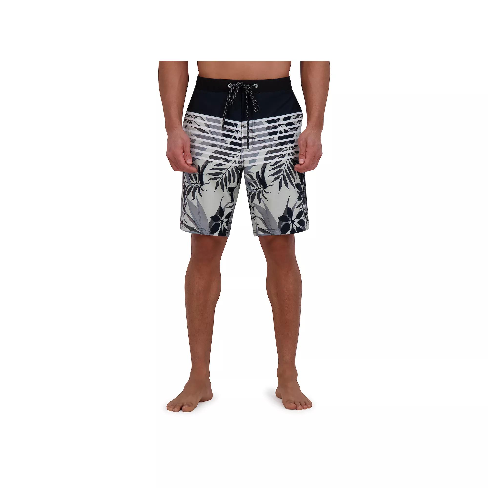 Men's ZeroXposur 9" Elastic Waist Boardshorts, Size: Large, Black Flora Product Image