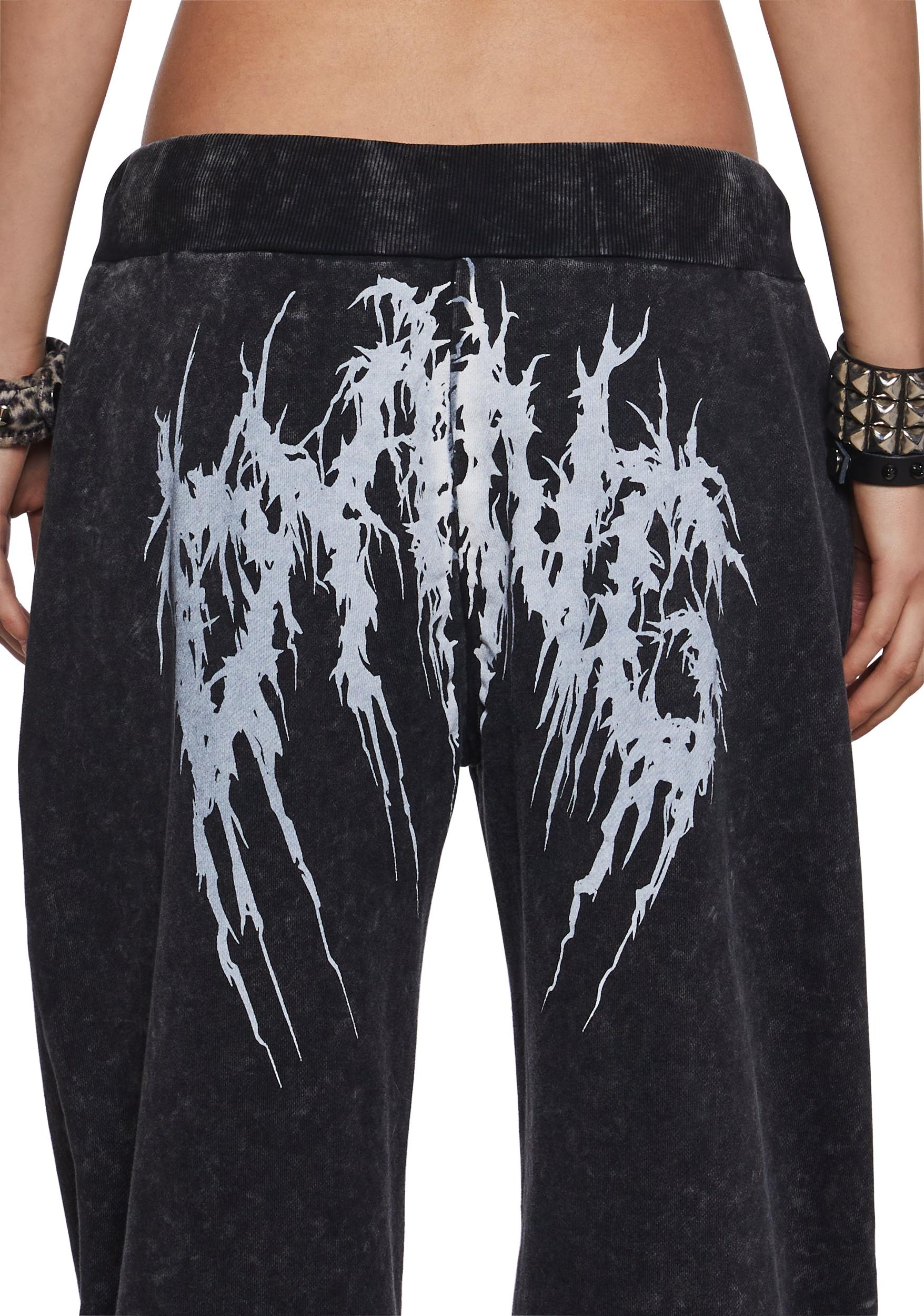 Womens Goth Washed Sweatpants Widow - Black Product Image