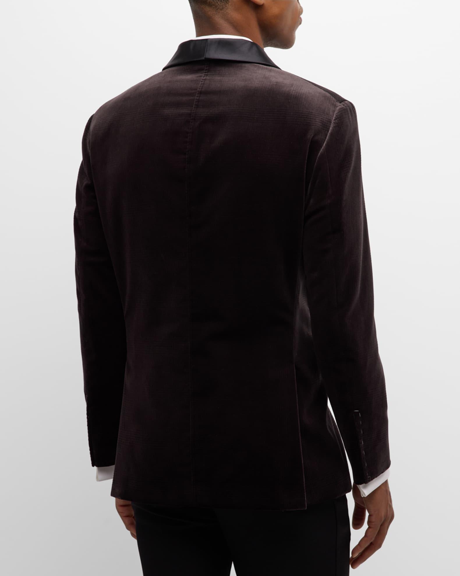 Men's Velvet Satin-Lapel Double-Breasted Dinner Jacket Product Image