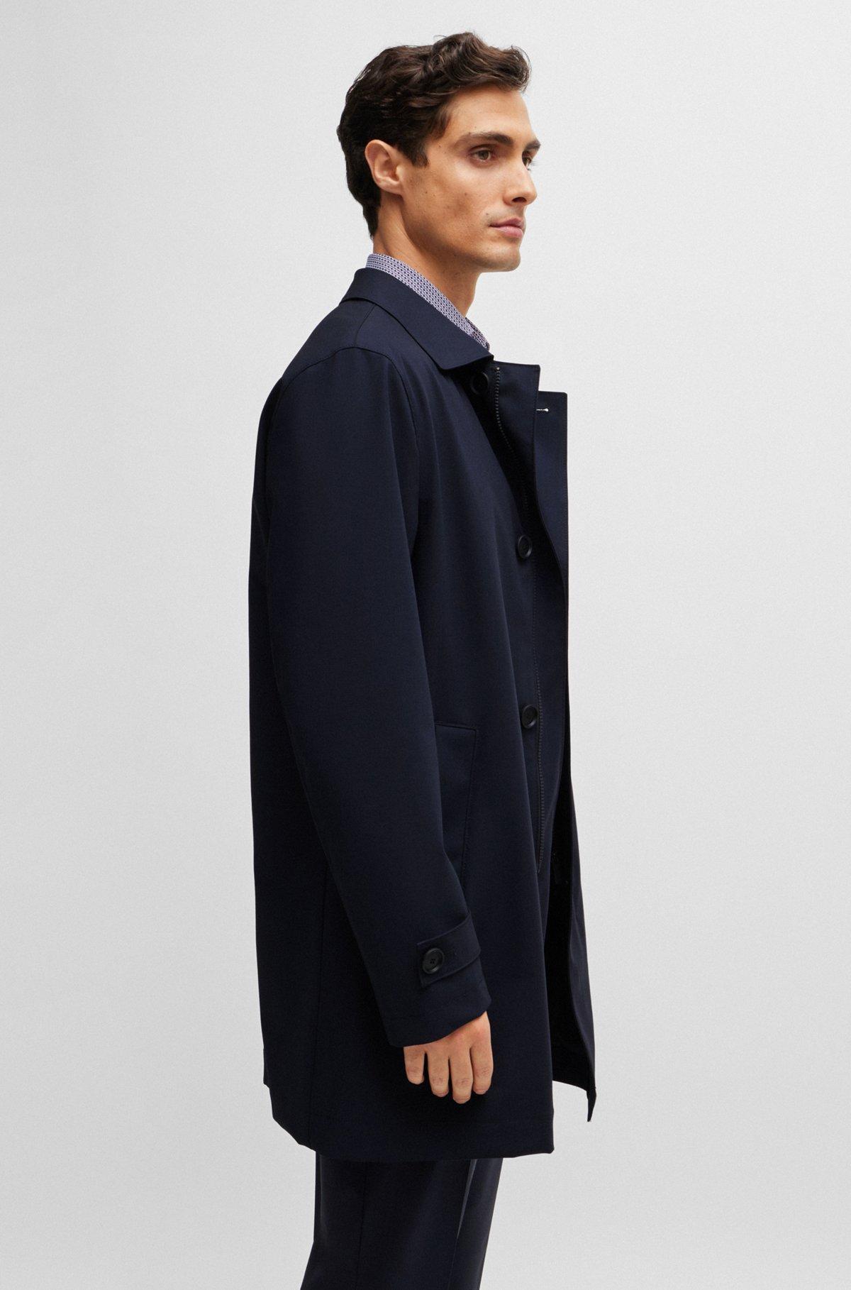 BOSS - Waterproof coat blended with wool - Dark Blue Product Image