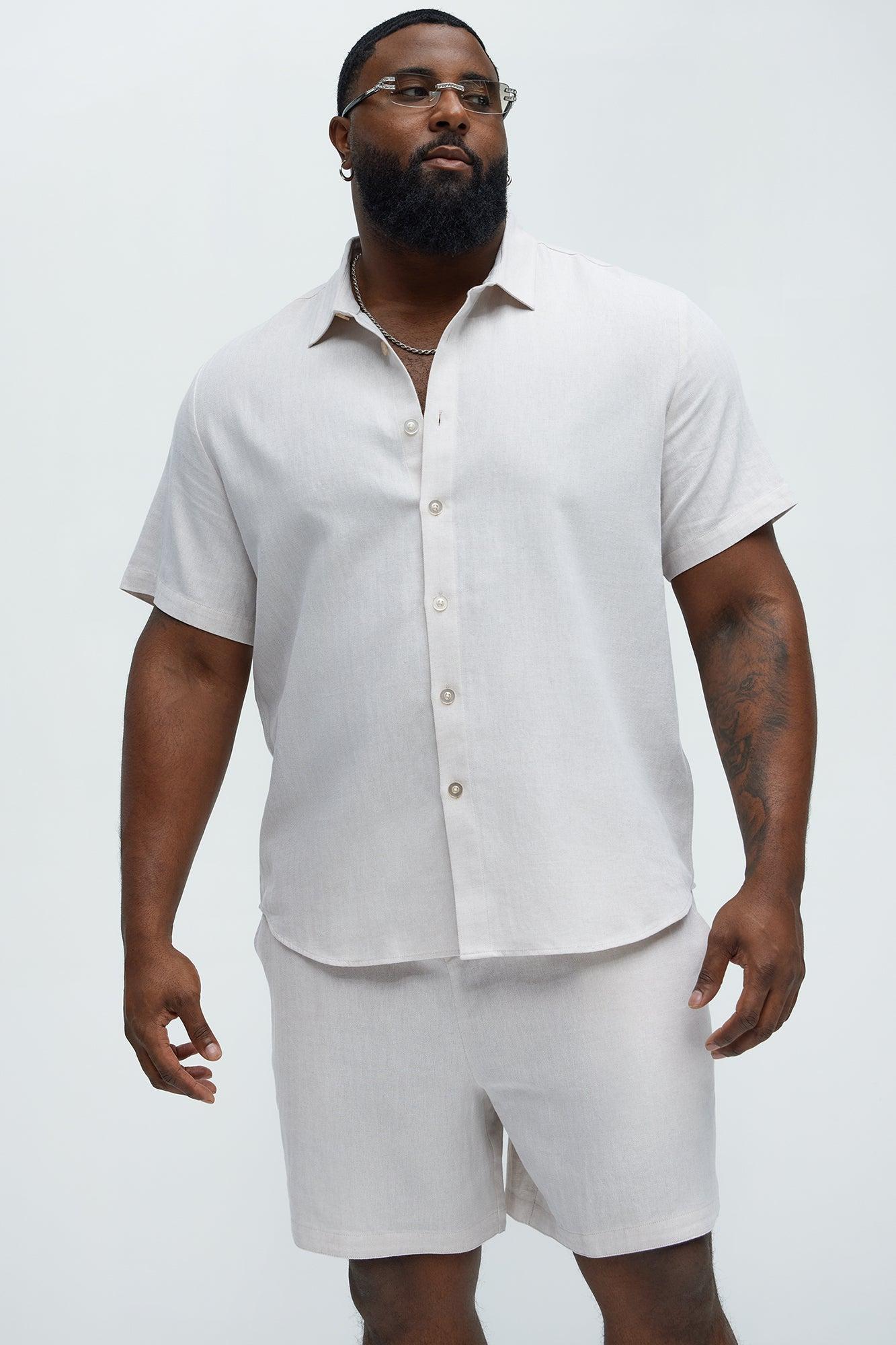 Herringbone Pinstripe Short Sleeve Shirt - Cream/combo Product Image