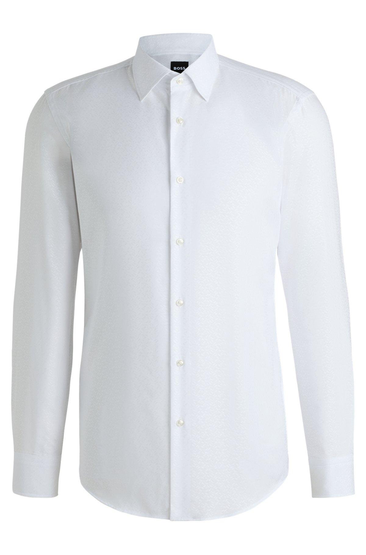 Slim-fit shirt with leaf jacquard Product Image