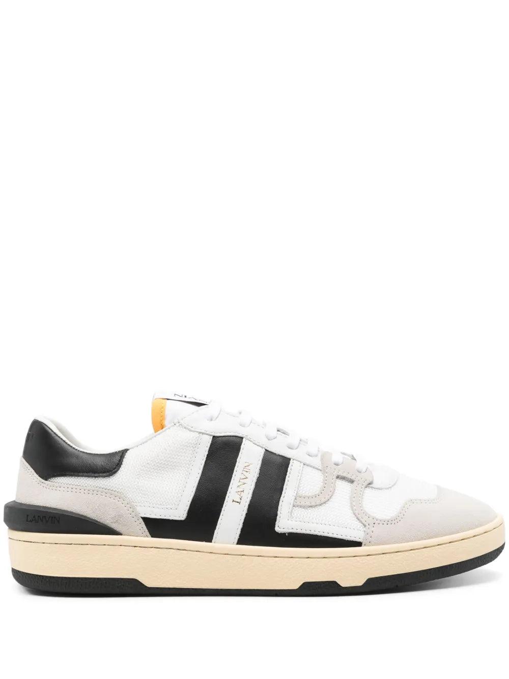 LANVIN Black And White Leather Clay Low Mesh Sneakers Product Image