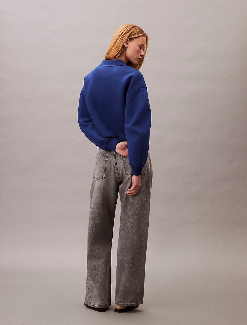 Calvin Klein Womens Smooth Cropped Relaxed Bomber Jacket - Red Product Image