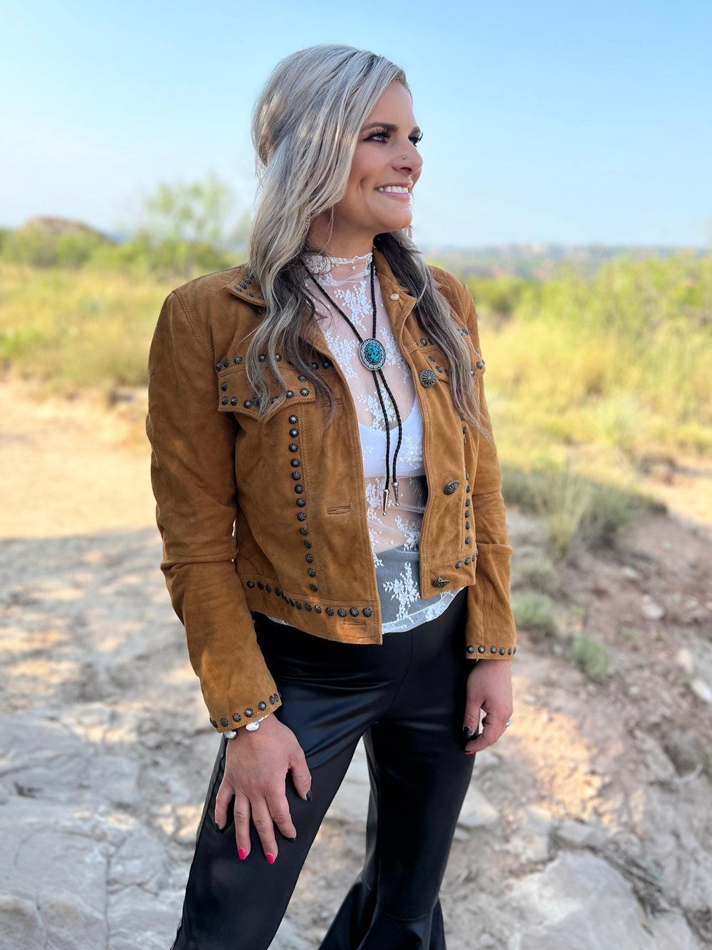 It's Getting Dangerous Studded Leather Jacket - Mustard Product Image