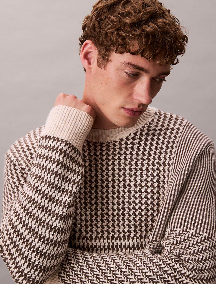 Wool Blend Patterned Relaxed Sweater Product Image