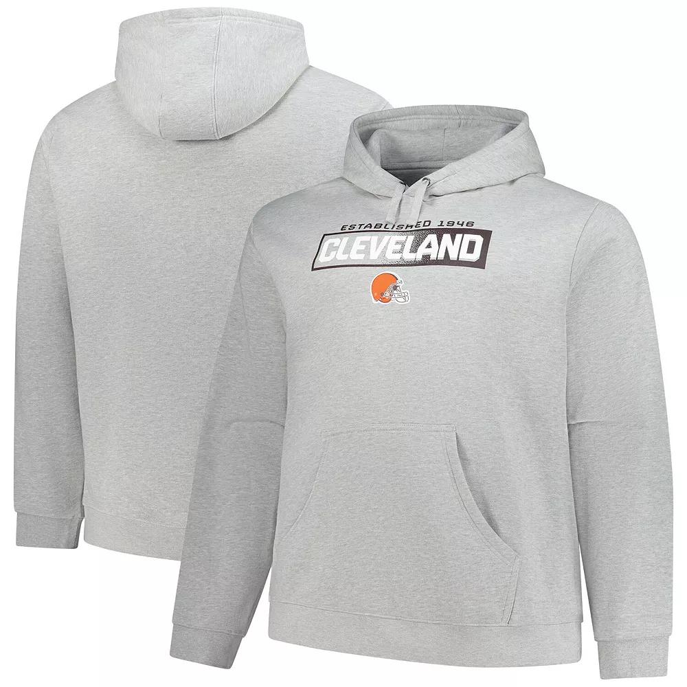 Mens Fanatics Heather Gray Cleveland Browns Big & Tall Down the Field Pullover Hoodie Product Image