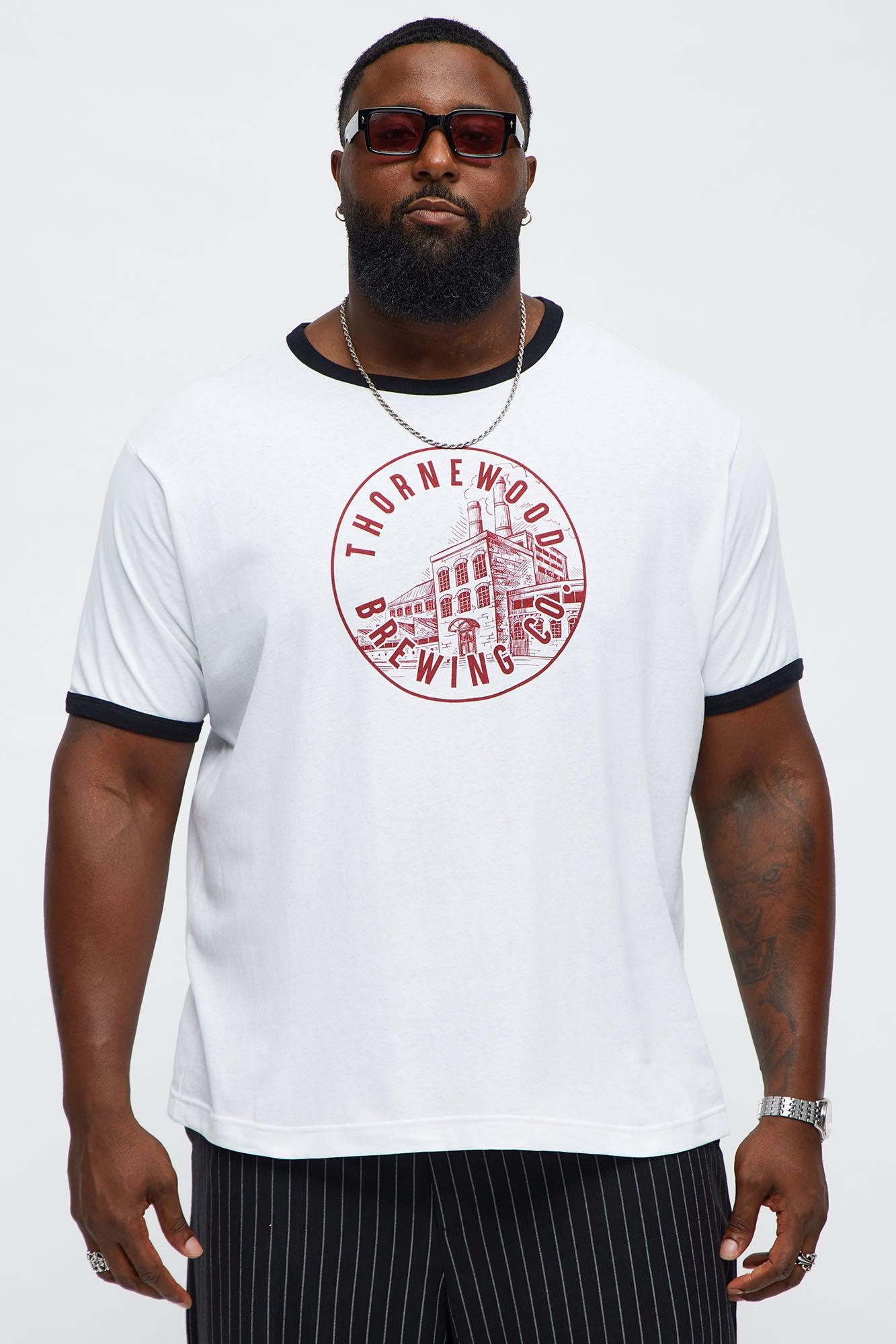Thornewood Brewing Ringer Short Sleeve Tee - White/Black Male Product Image