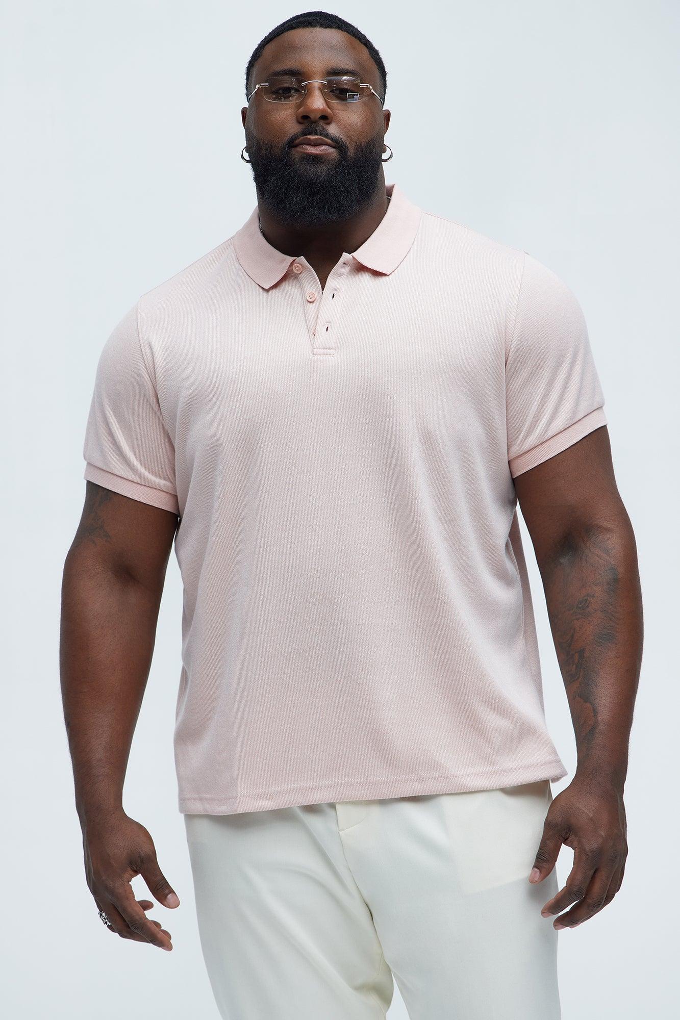 Subtle Stripes Textured Polo - Pink Product Image