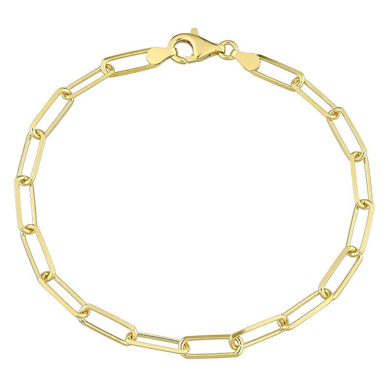 Stella Grace Sterling Silver Fancy Cut Paper Clip Link Chain Bracelet, Mens Gold Tone Product Image