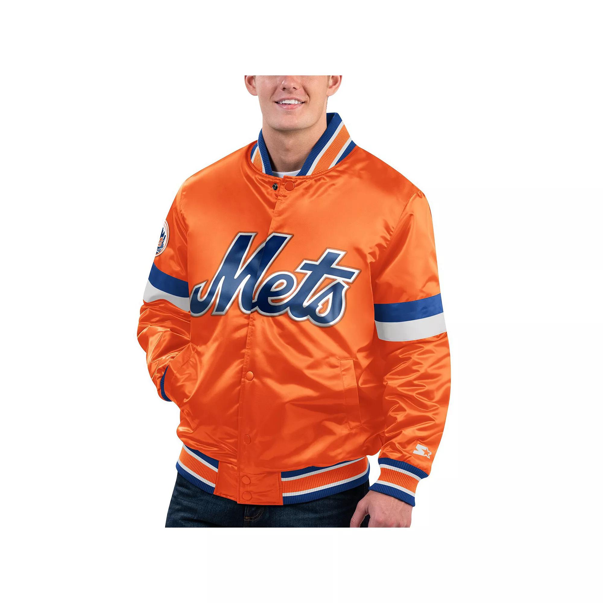 Men's Starter Orange New York Mets Home Game Satin Full-Snap Varsity Jacket,  Product Image