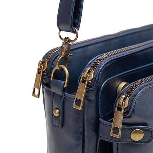 Crossbody Leather Shoulder Bag and Clutch with Stainless Steel Card Wallet Product Image