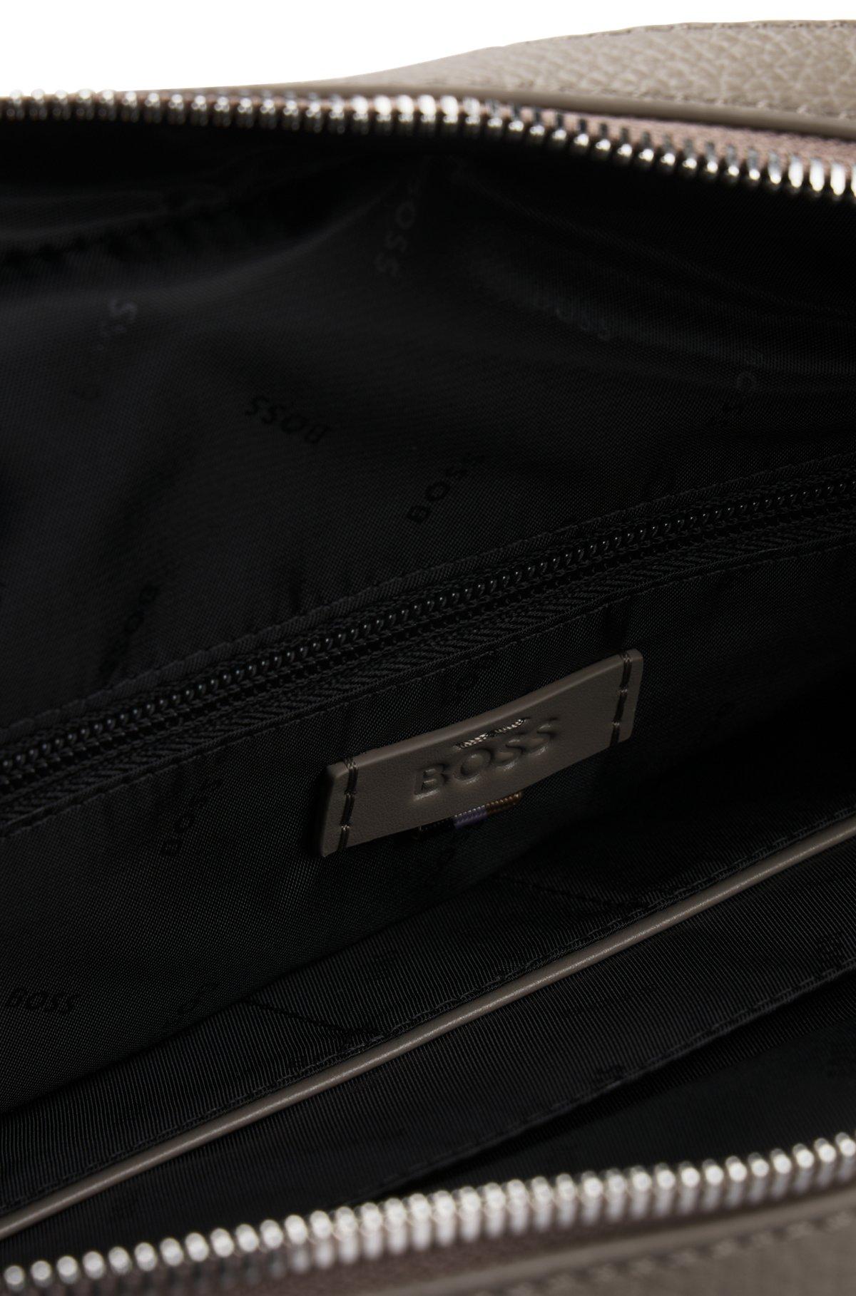 BOSS - Grained Italian-leather document case with embossed logo - Light Green Product Image