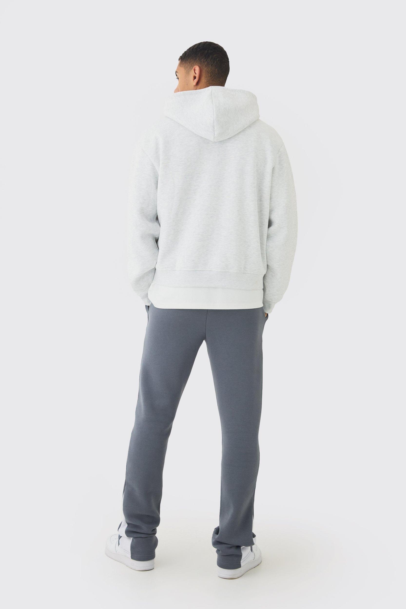 Slim Fit Flare Stacked Woven Tab Gusset Sweatpants | boohooMAN USA Product Image