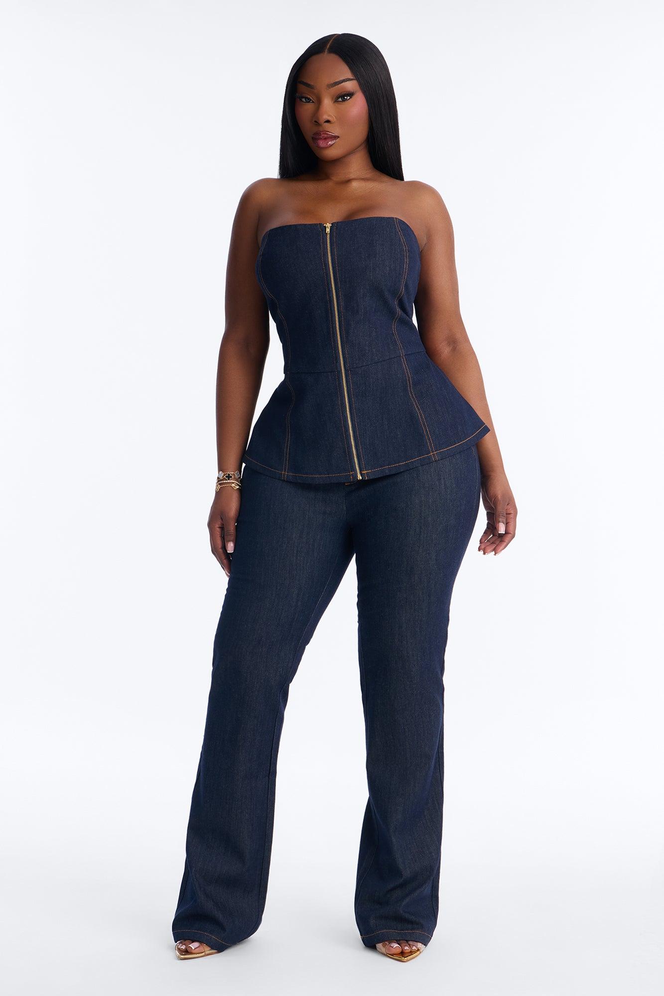 Merida Denim Strapless Pant Set - Dark Denim Female Product Image