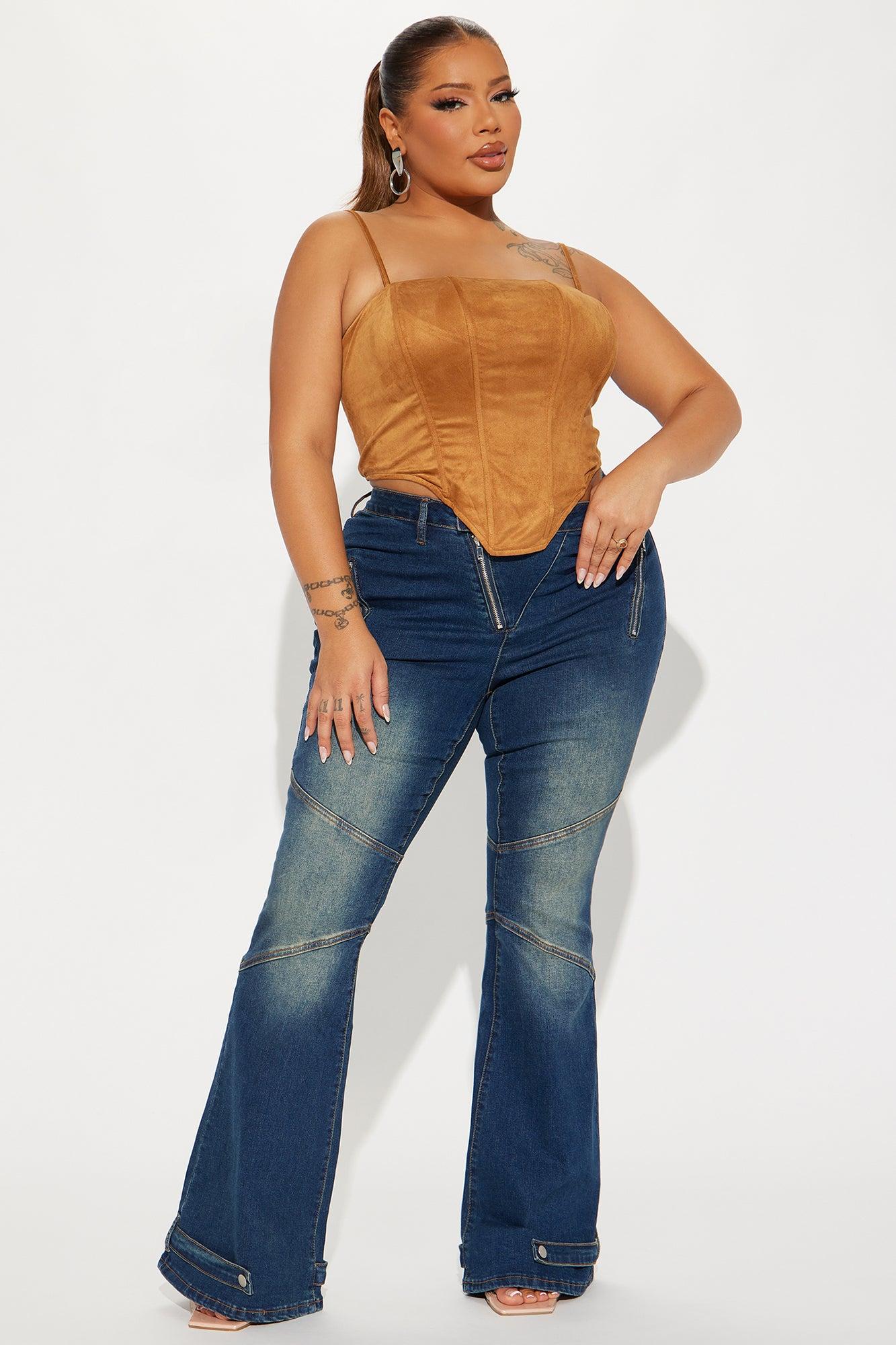 Howdy Faux Suede Corset Top - Camel Product Image