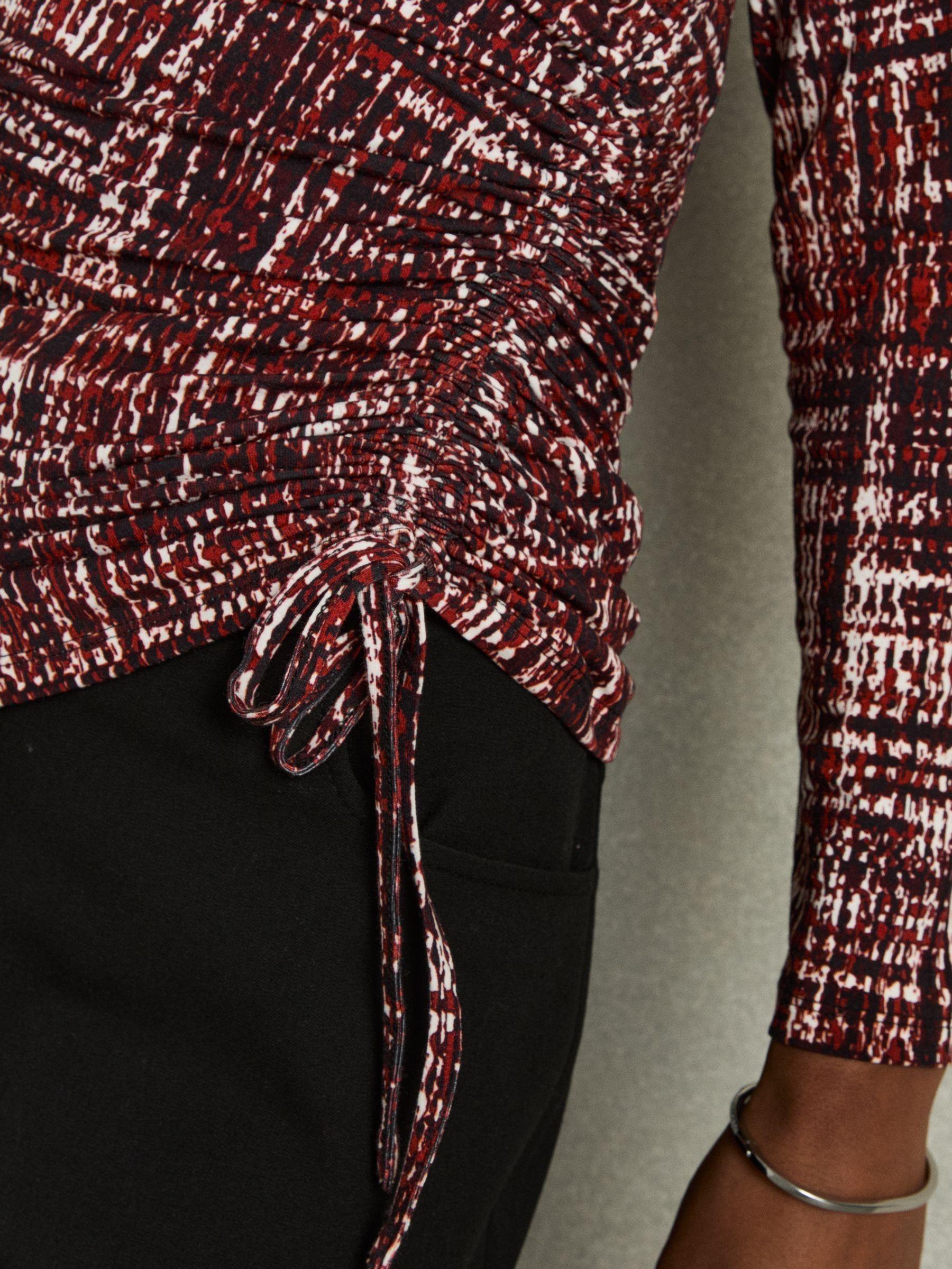 Abstract-Print Ruched-Jersey Top in Red Product Image