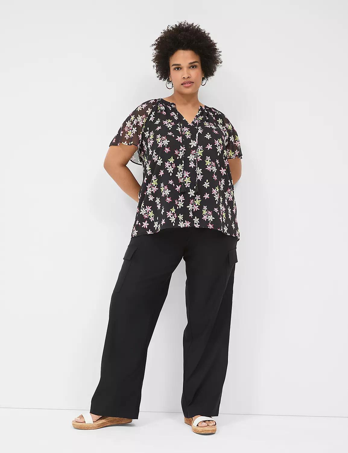Swing Flutter-Sleeve Popover Blouse Product Image