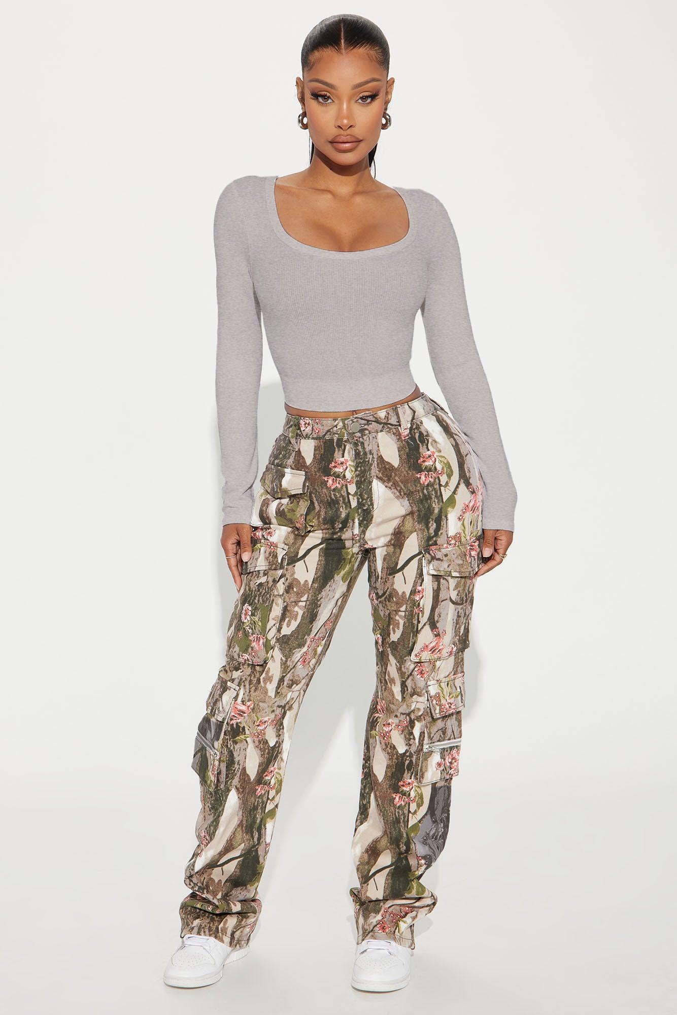 Kaylee Scoop Neck Long Sleeve Top - Heather Grey Product Image