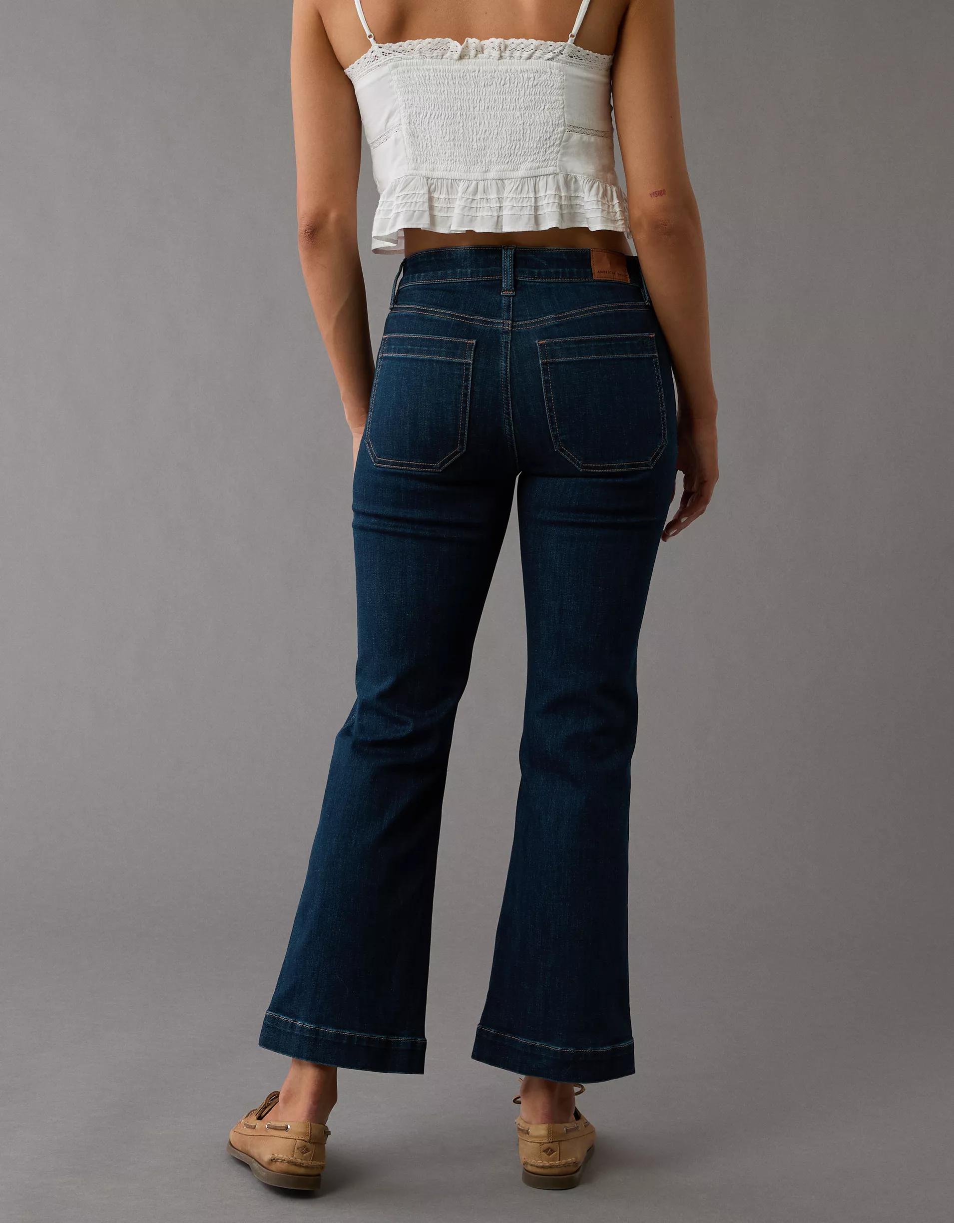AE Next Level High-Waisted Kick Bootcut Crop Jean Product Image