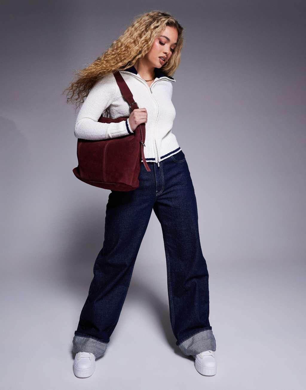 ASOS DESIGN neat fit zip through cardigan in cream Product Image