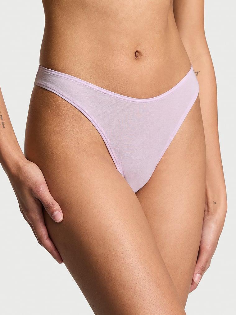 Stretch Cotton High-Leg Scoop Thong Panty Product Image